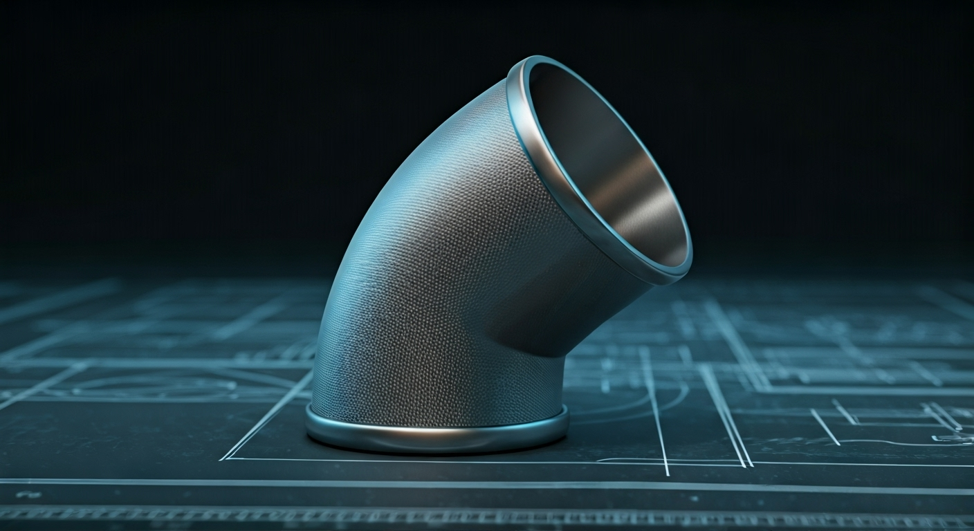90-degree stainless steel elbow on blueprint