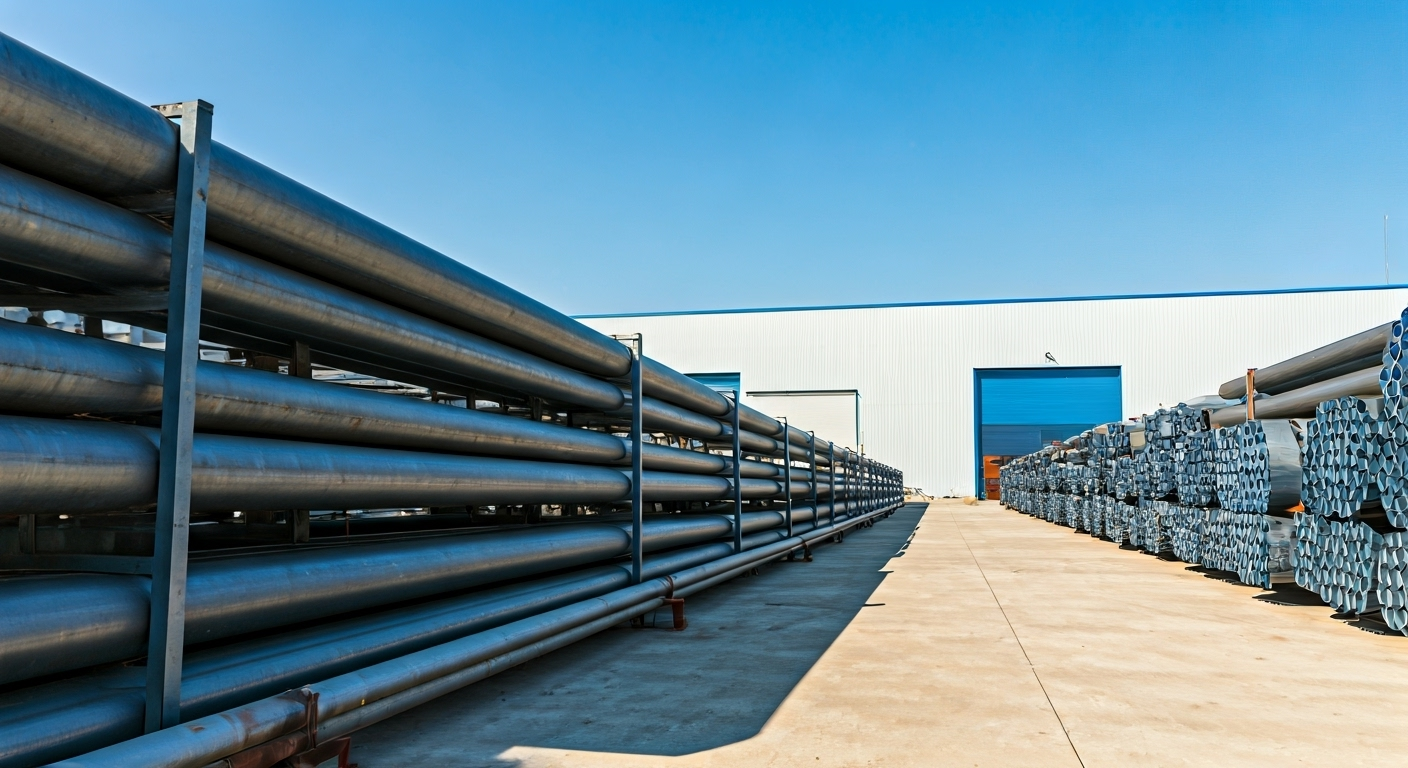 Industrial facility with steel pipes
