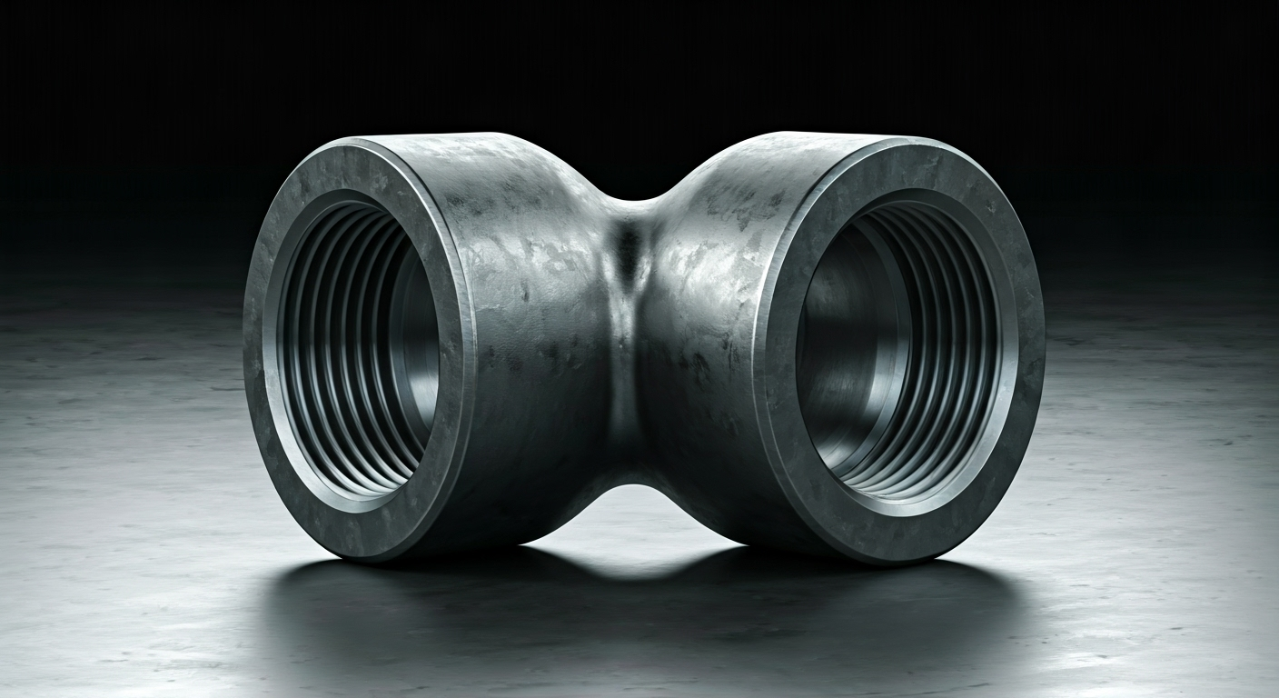 carbon steel tee fitting close-up