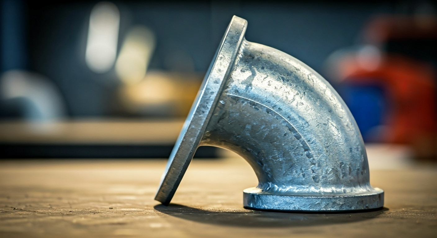 Galvanized elbow on workbench