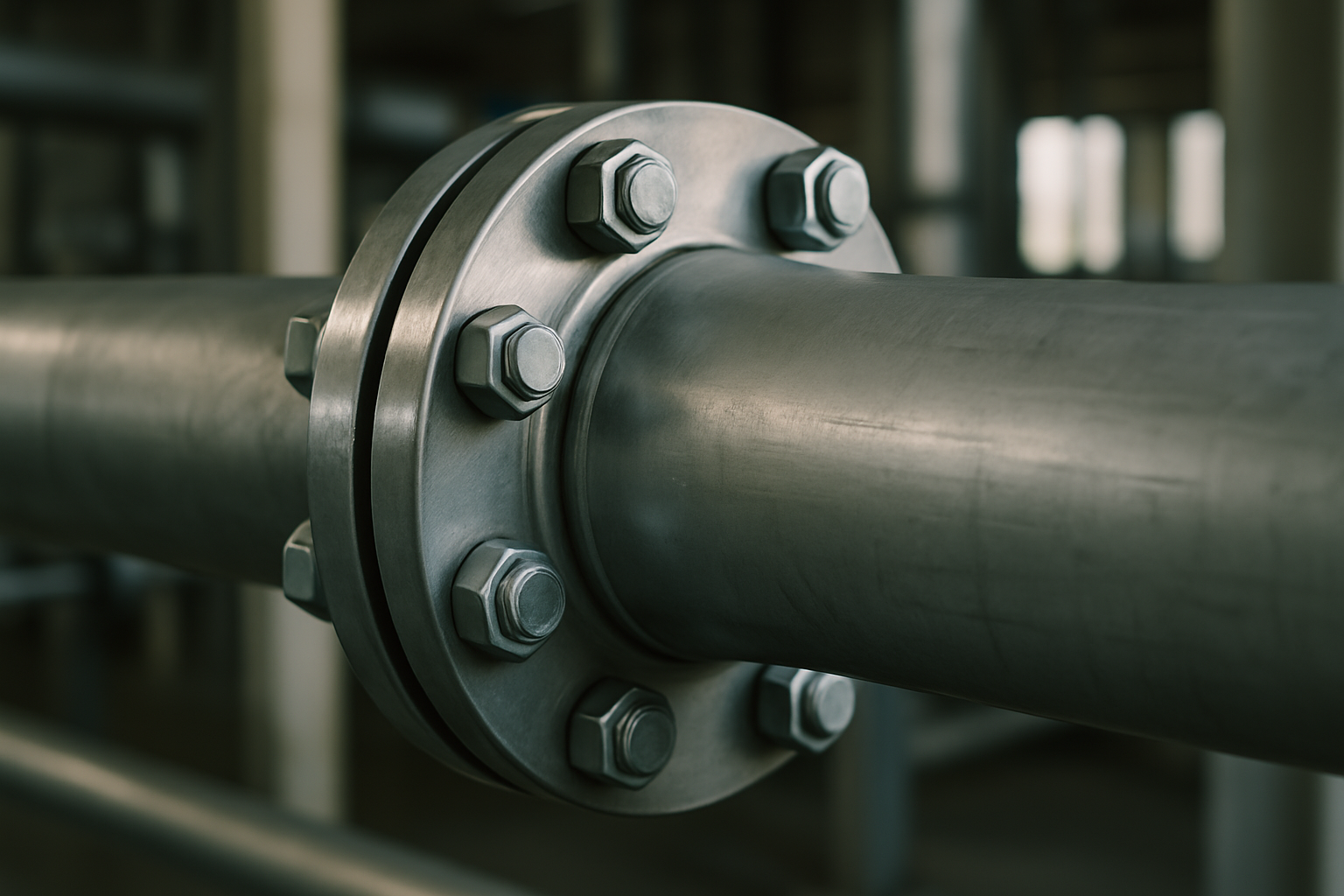 pipe flange attached to pipeline