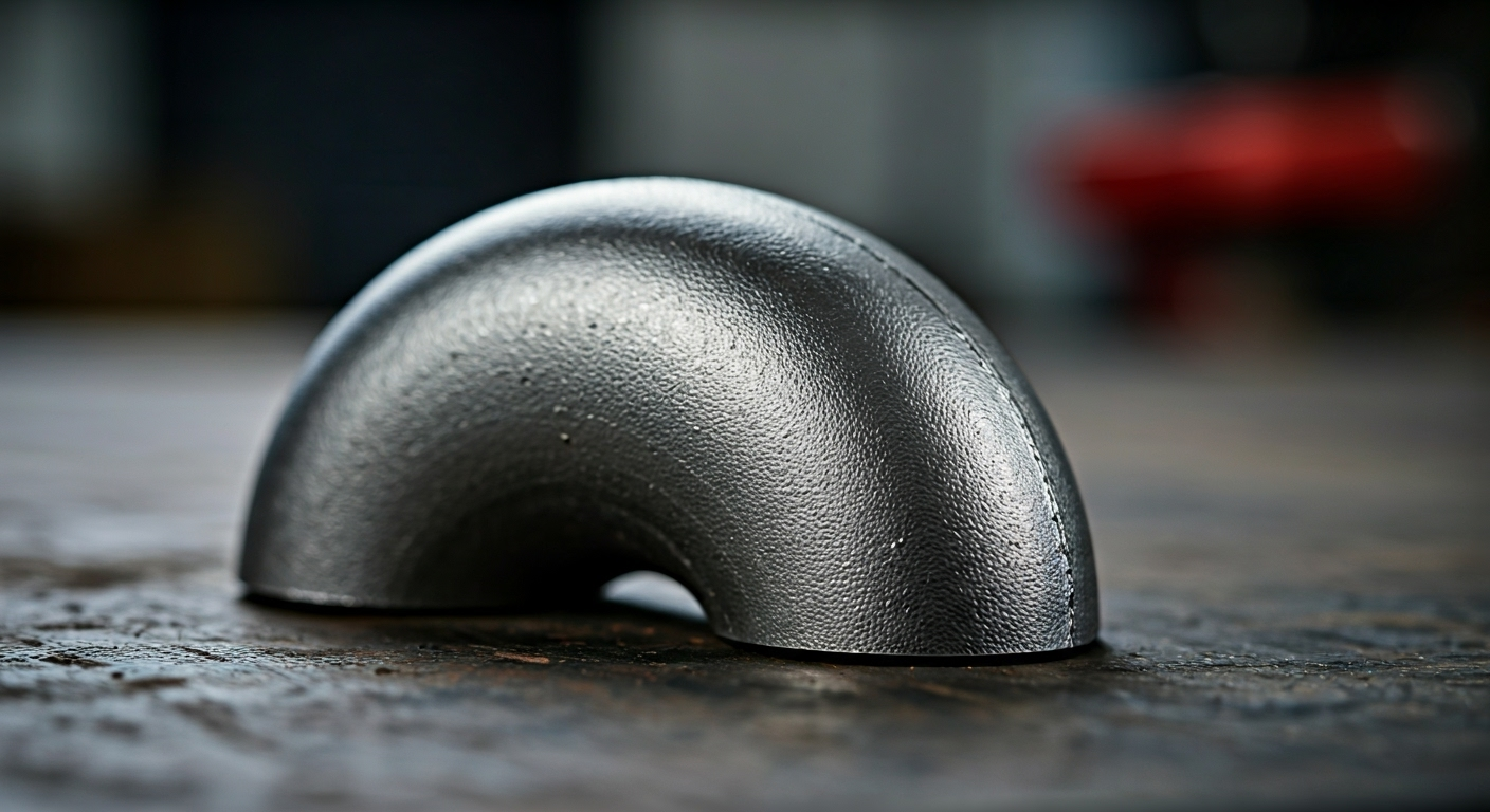 Seamless pipe elbow close-up