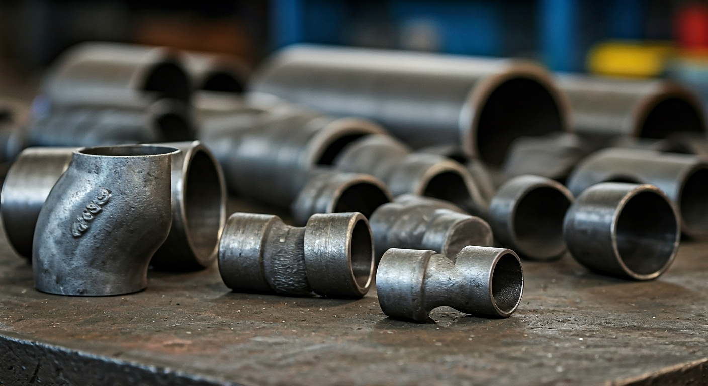 carbon steel elbows on workbench