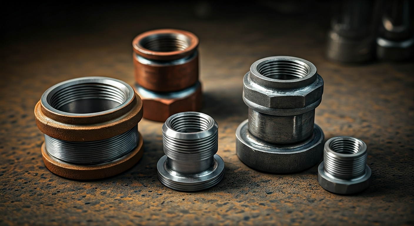 Fittings of various materials grouped