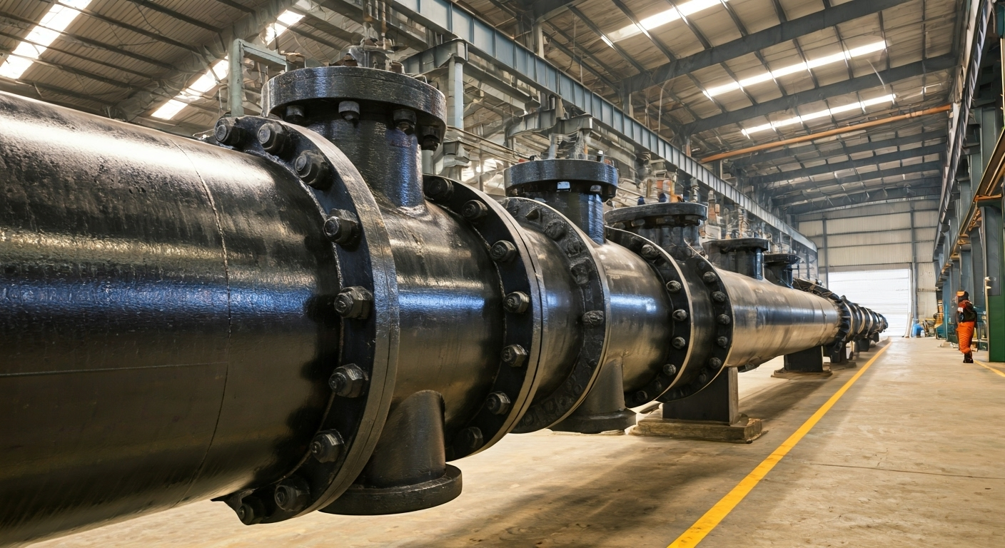 Industrial pipeline with tee fittings