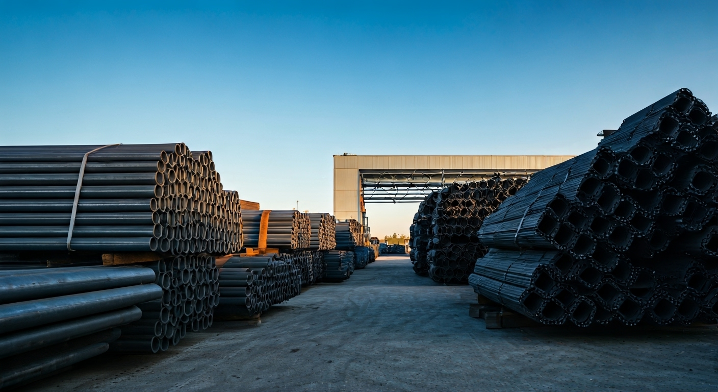 industrial facility with steel elbows