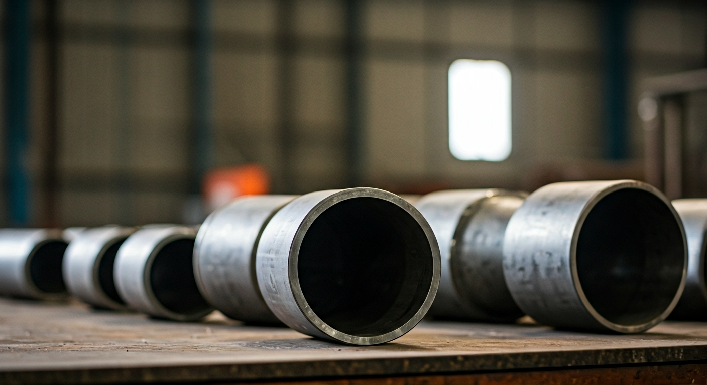 seamless pipe elbows on table