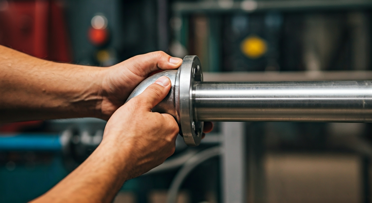 Fitting stainless elbow onto pipe