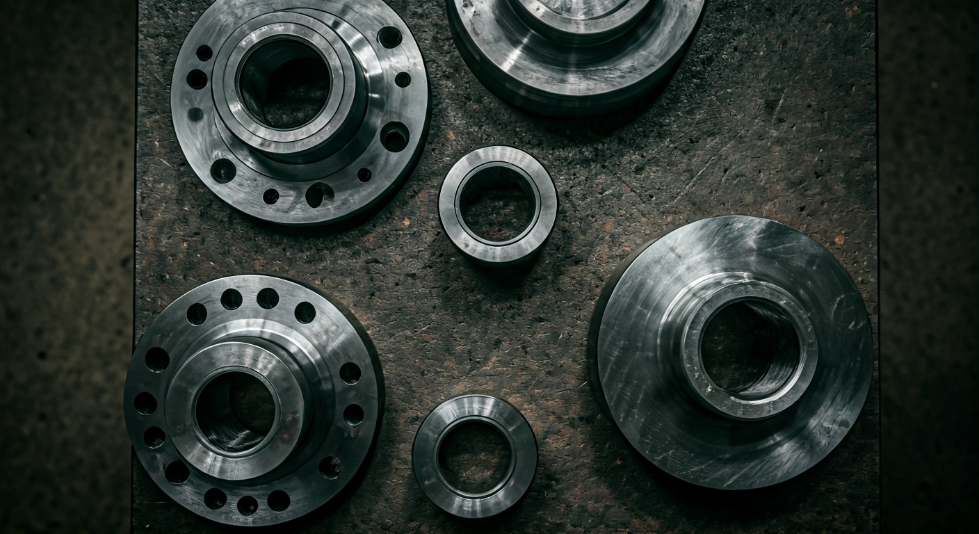 Various flange types on table