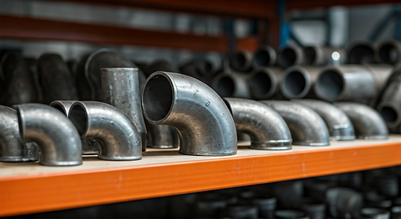 carbon steel elbows on shelf