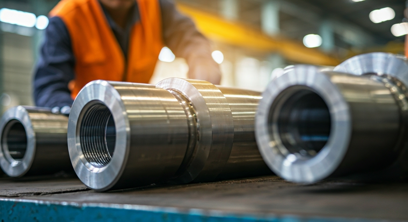 Engineer inspecting pipe fittings