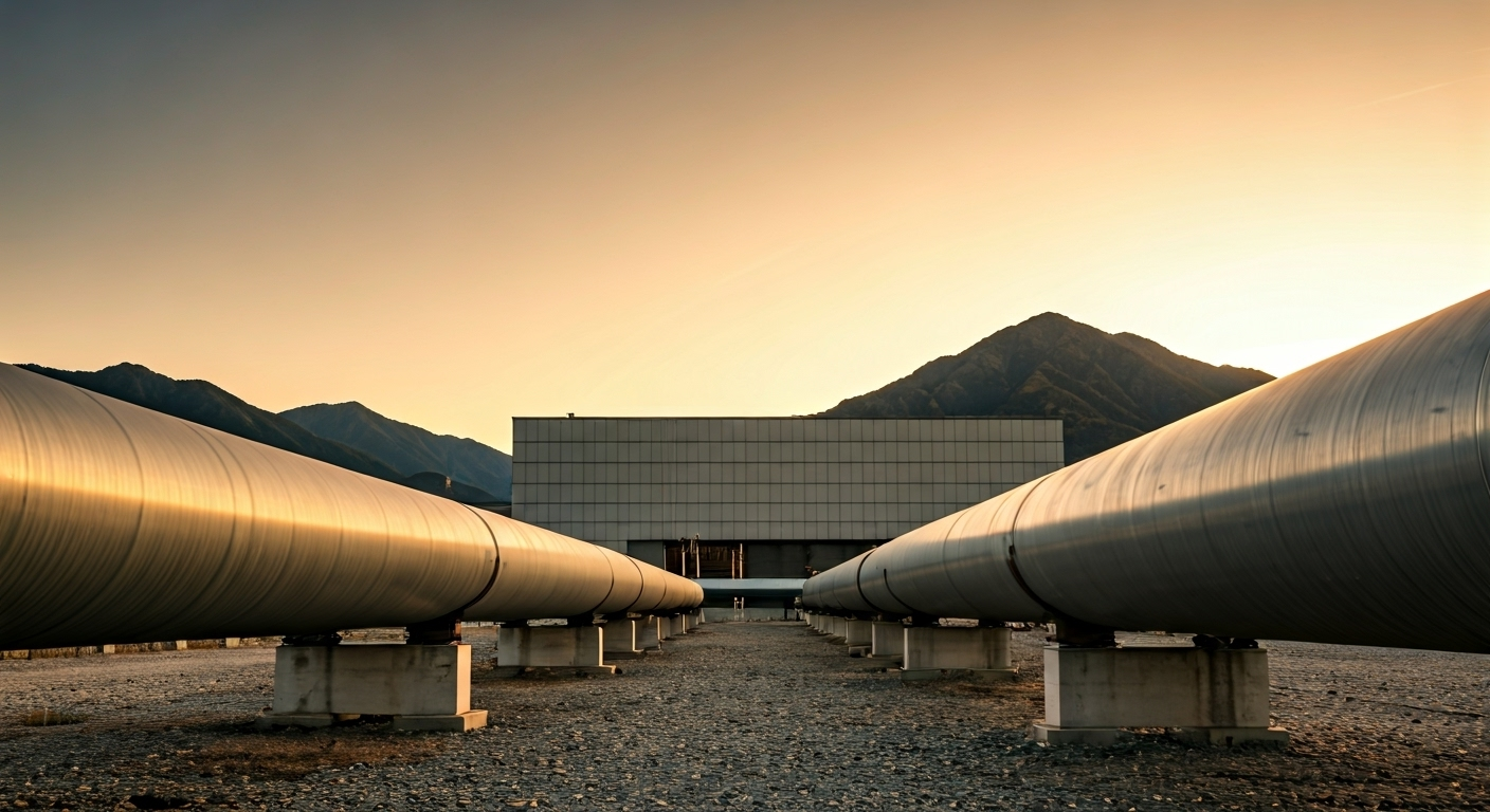 industrial pipes bending outdoors