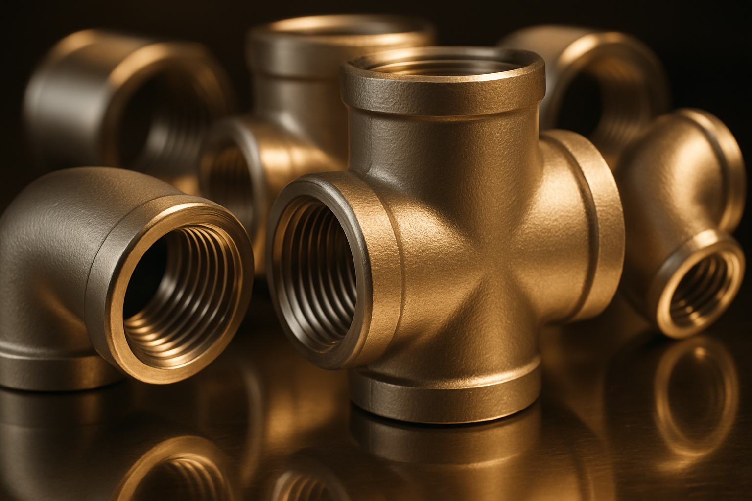 Close-up stainless steel fittings