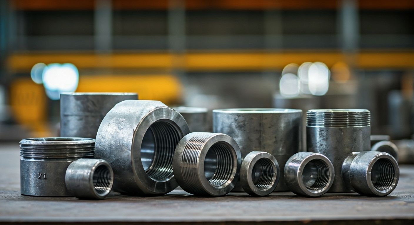 Carbon steel fittings on table