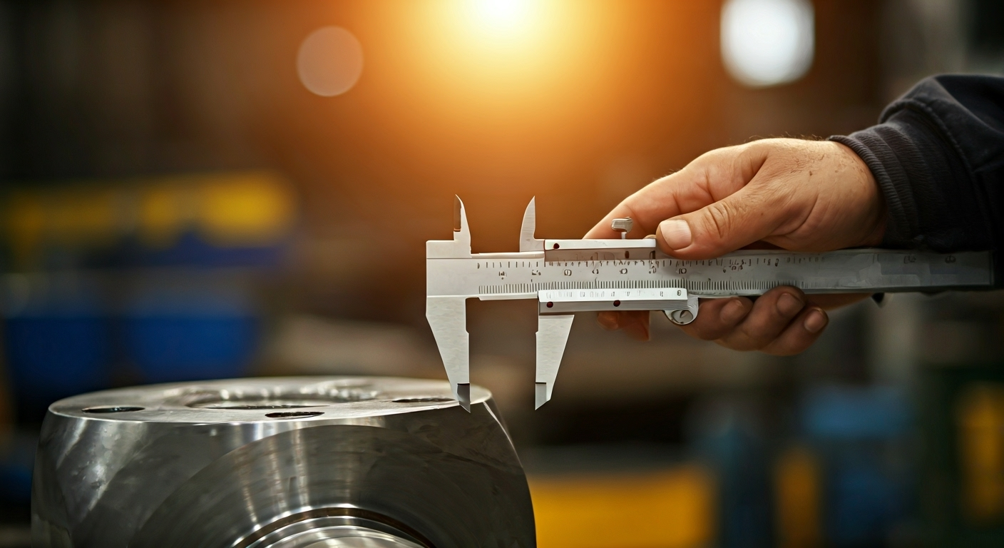 technician inspecting flange specs