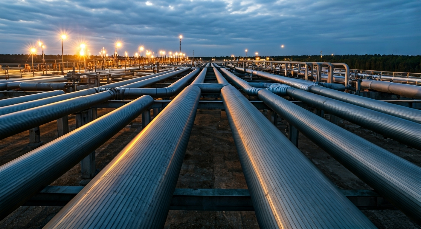 industrial site with carbon steel pipelines