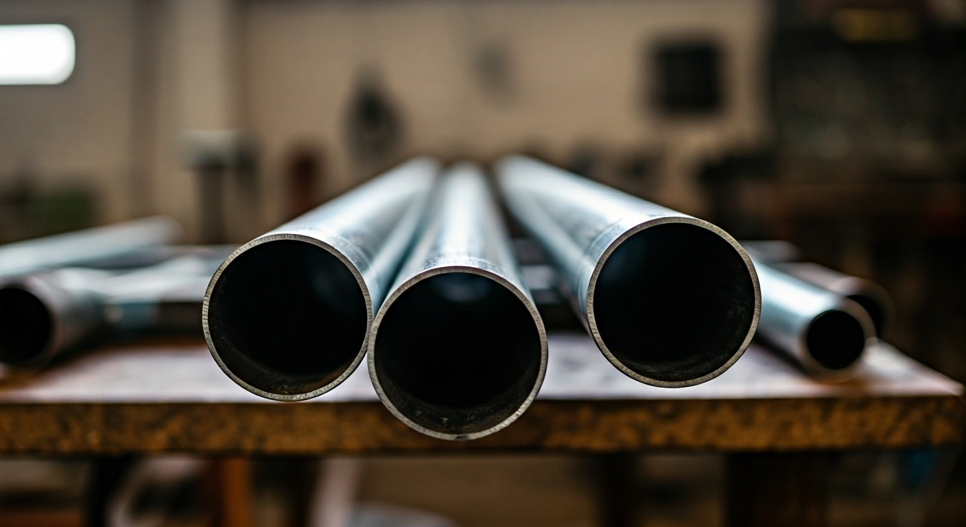 Close-up of galvanized pipes
