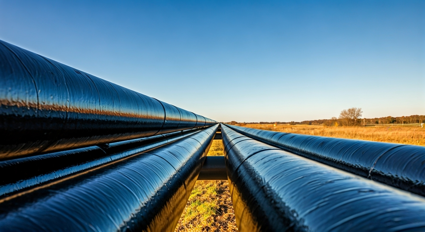 Epoxy coated pipelines outdoors