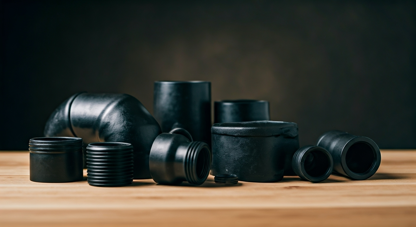 Vari raccordi a gomito in vernice nera