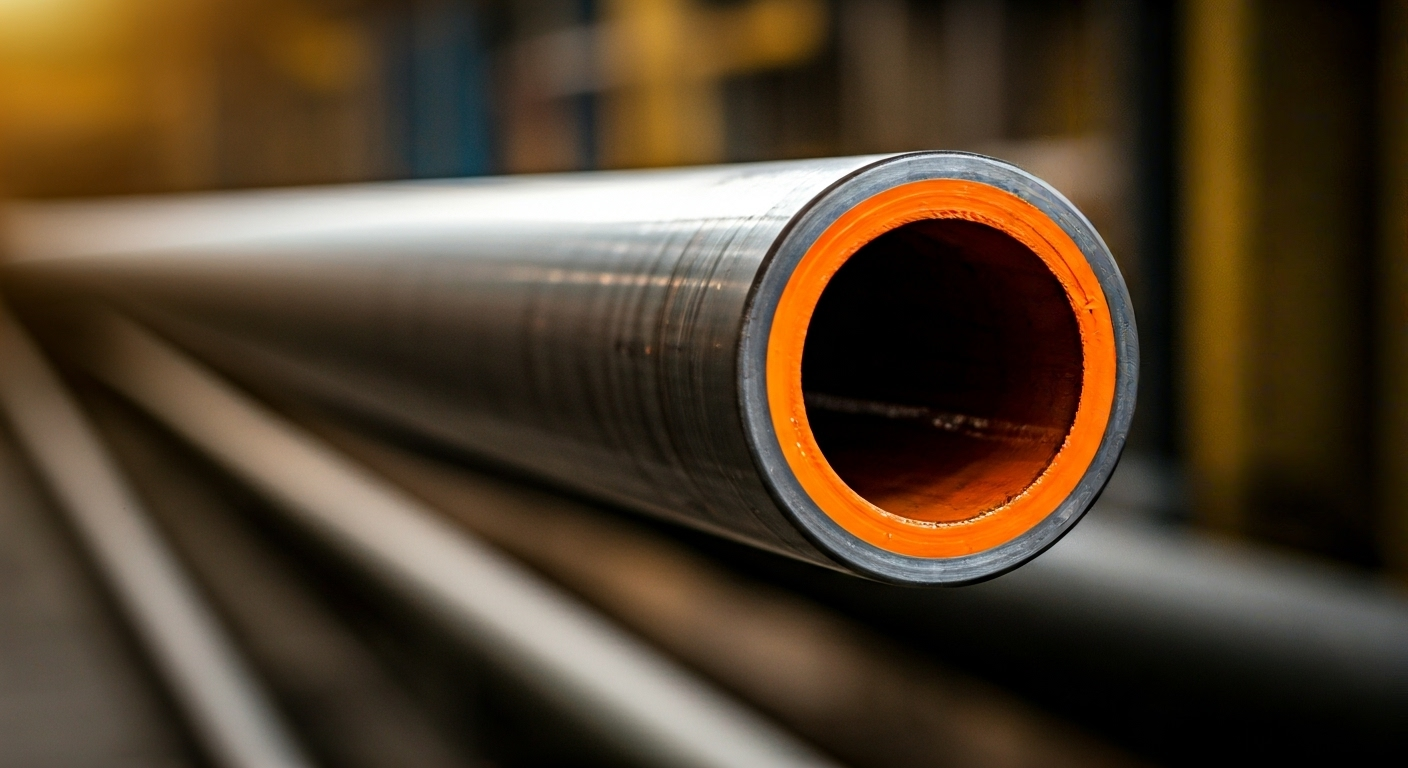 Close-up of FBE coated pipe