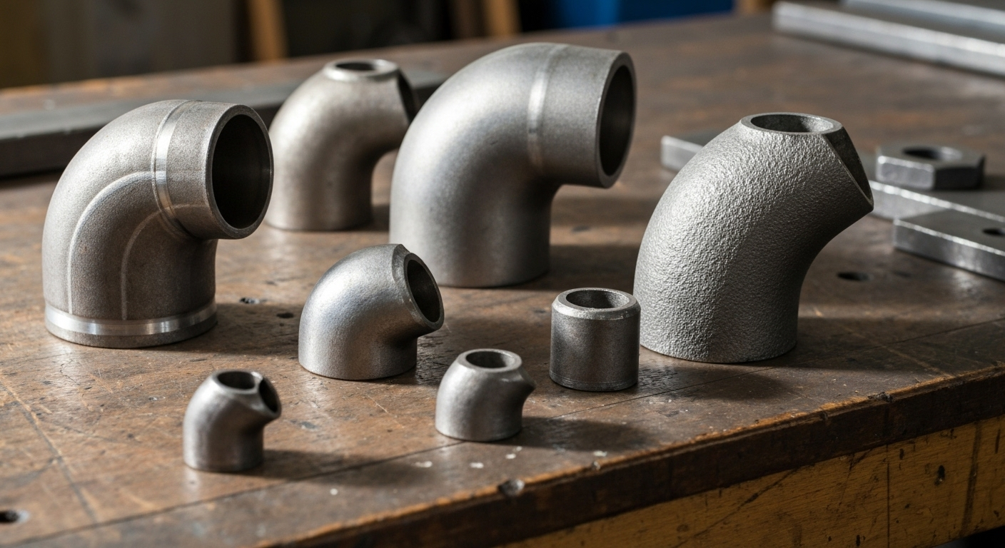 carbon steel elbows close-up