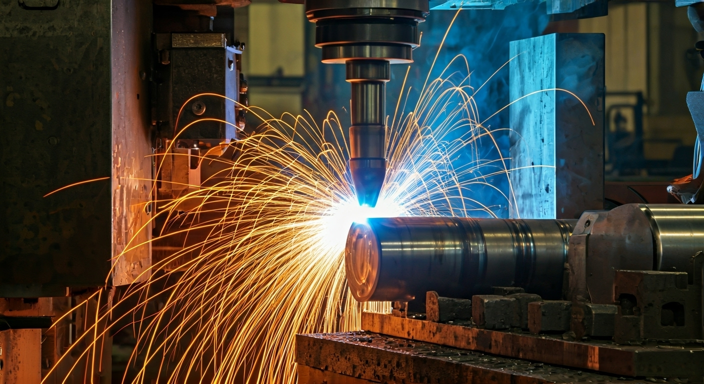 Machinery forms steel butt weld tee