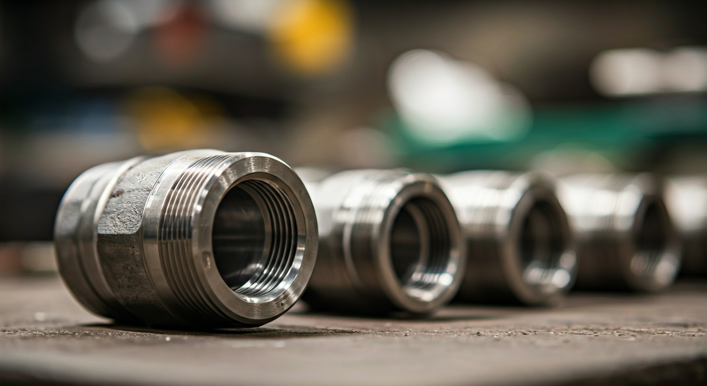 close-up stainless steel fittings