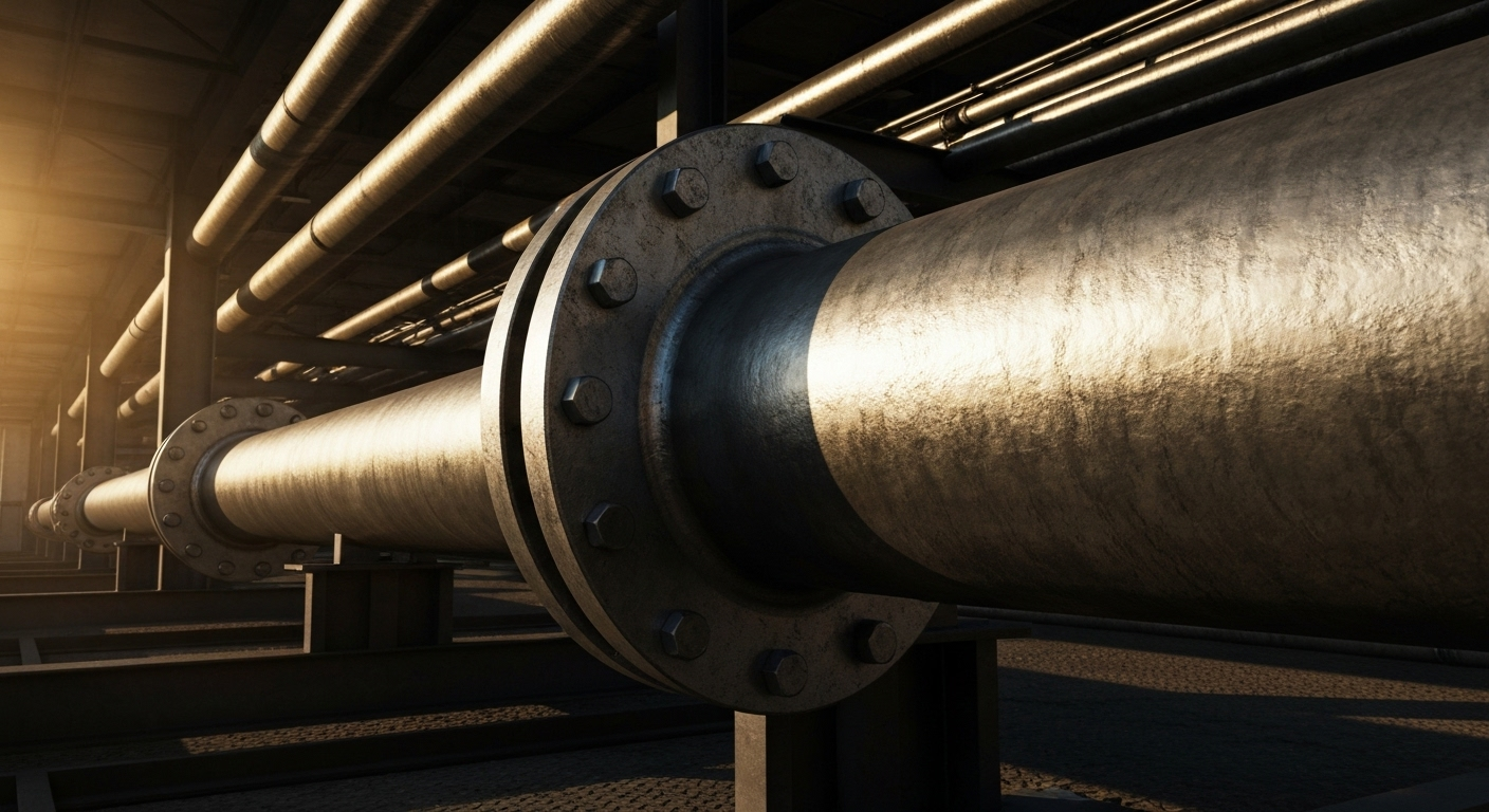 Blind flange on pipe close-up