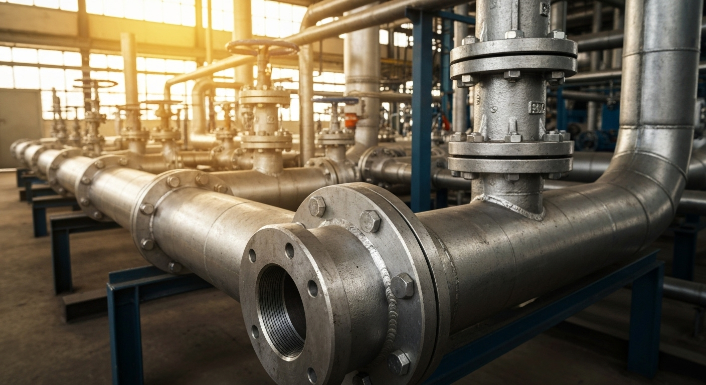 blind flange on industrial pipe