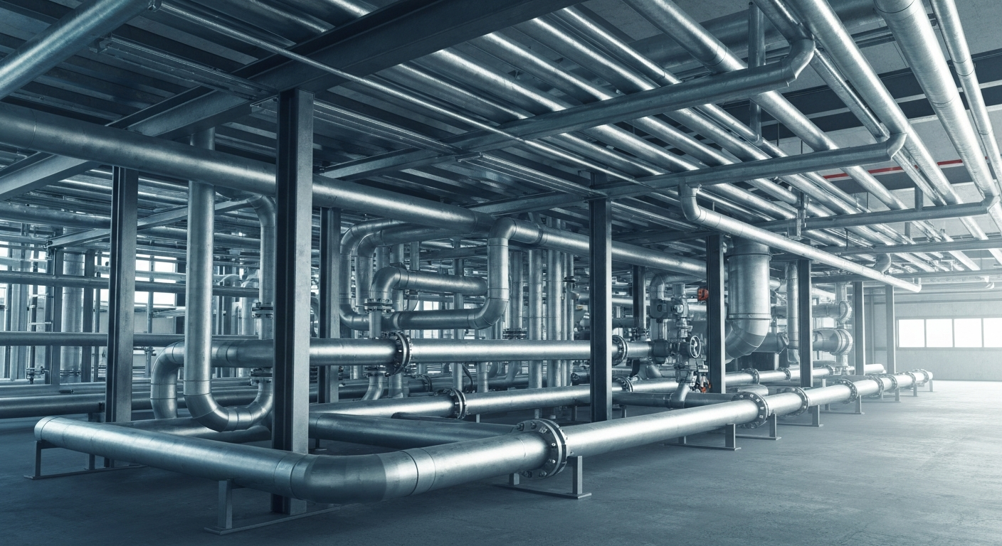 Modern pipe supports in facility