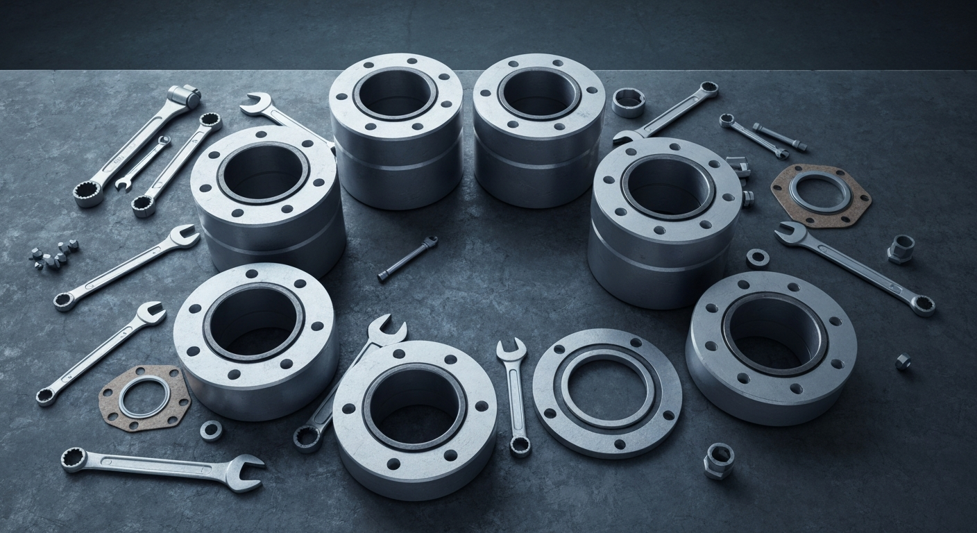 Aluminum flanges on workshop table