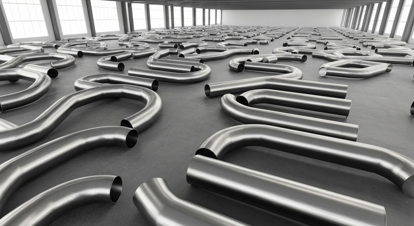 Steel pipe bends in warehouse