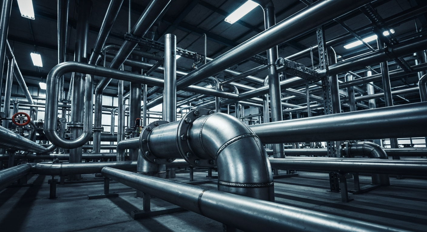 316L pipe tee in industrial setting