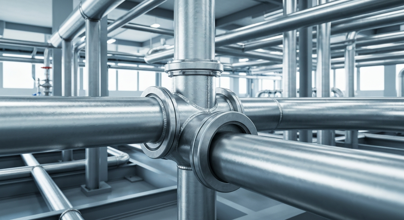 Pipe tee fitting in industrial setup