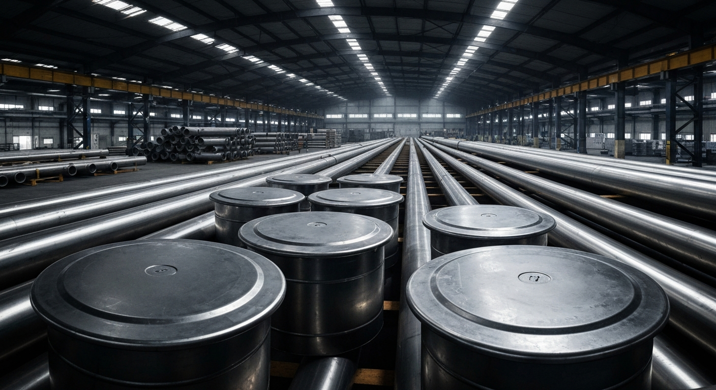 Warehouse with stainless steel pipes