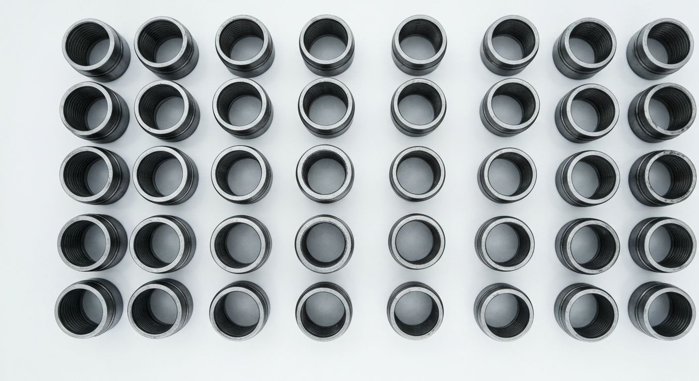 Assorted steel pipe caps display