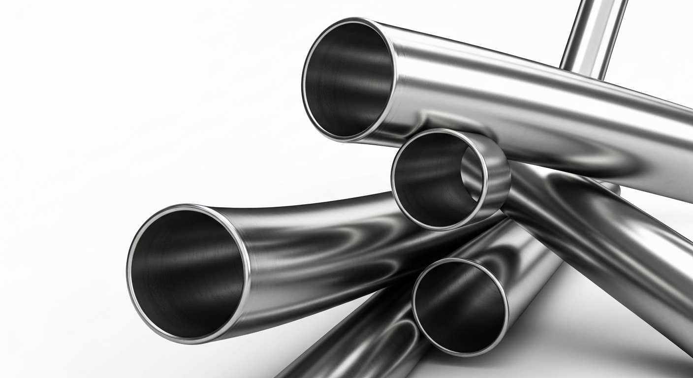Artistic close-up stainless steel pipes